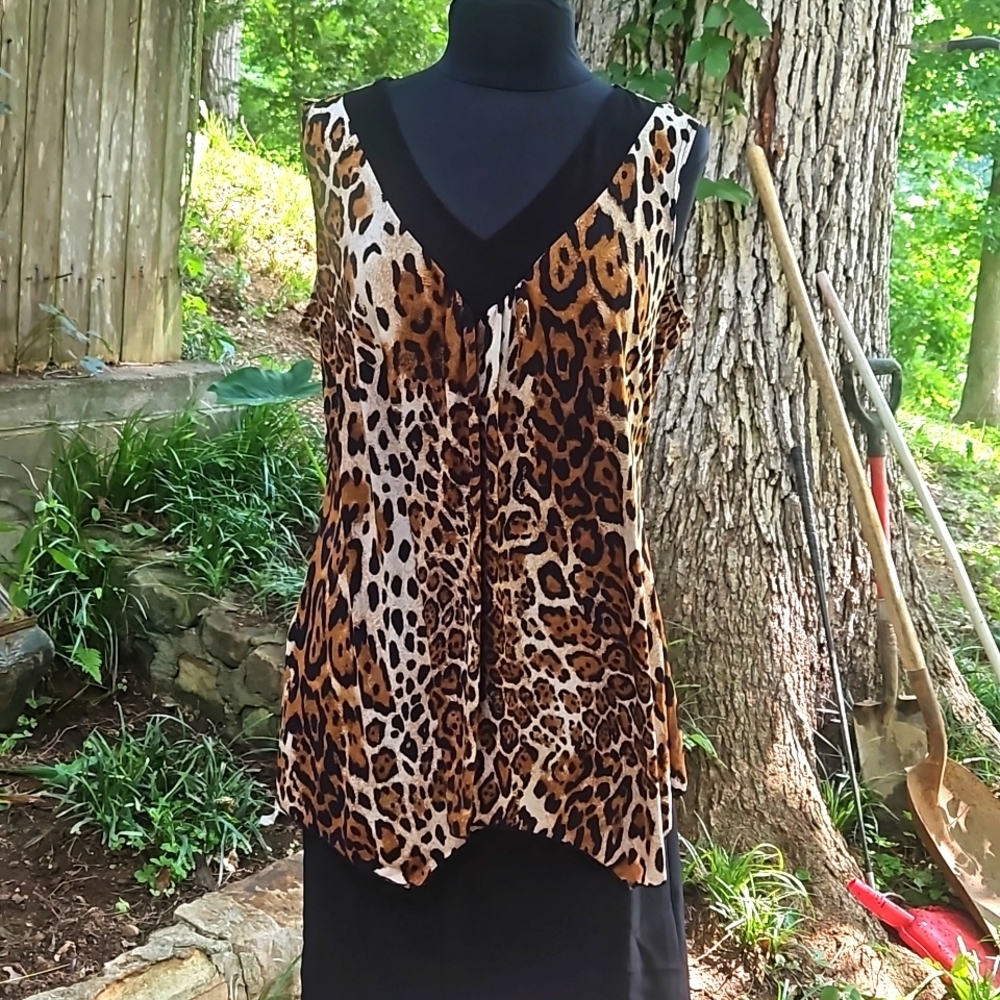 Perseption Leopard Astronomical Sleeveless Blouse